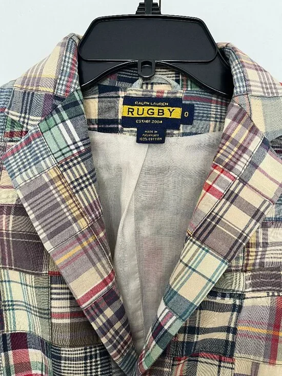 Ralph Lauren Rugby blazer patchwork vintage cotton lined size xs women - Picture 4 of 13
